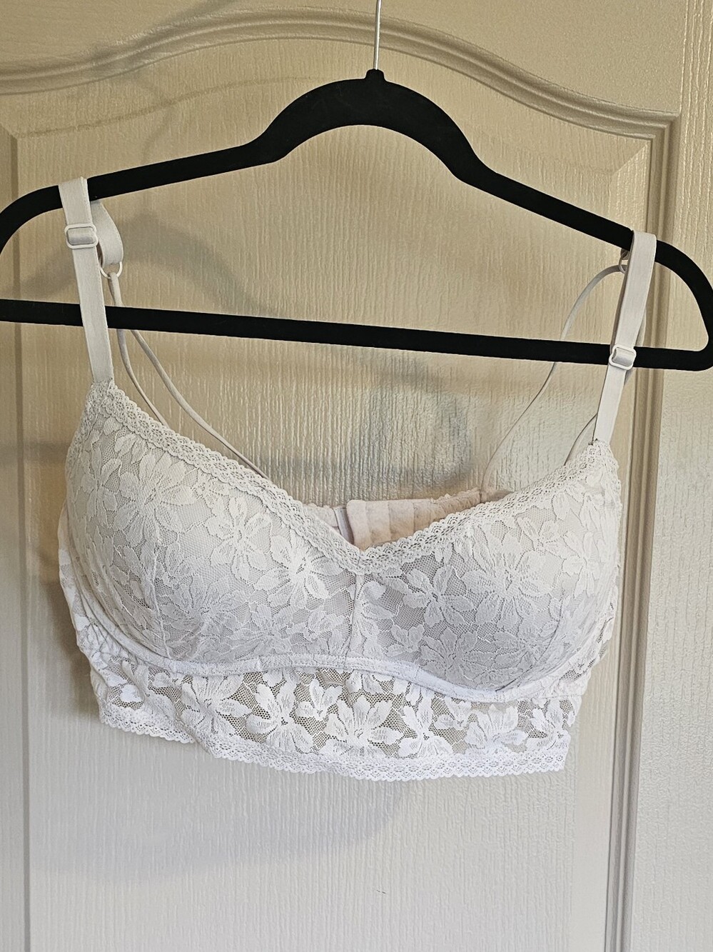 PINK Victoria's Secret White Lace Bralette Pushup Bra XXL